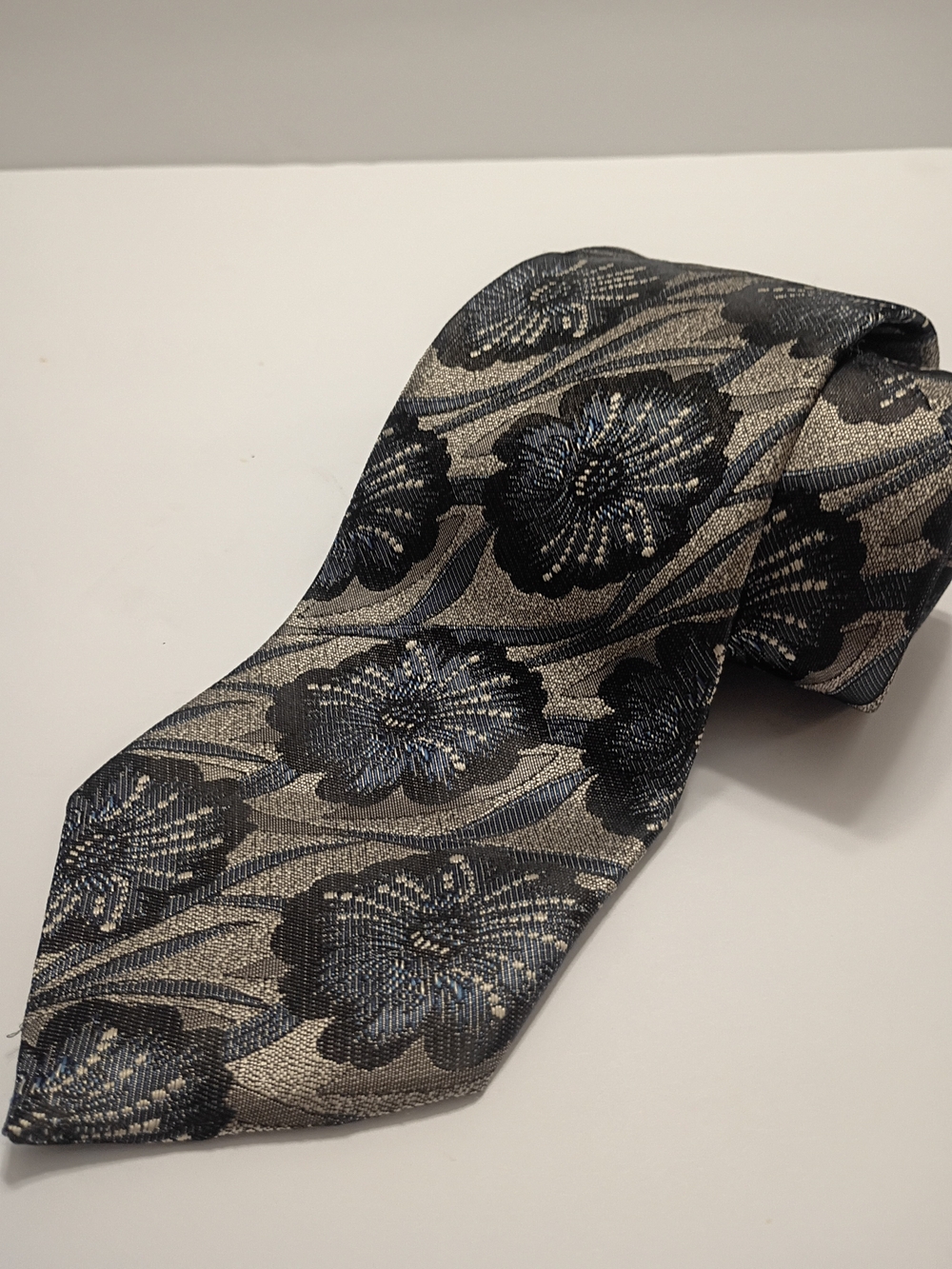 Oscar de la Renta Floral Jacquard Mens Tie Vintage 56"